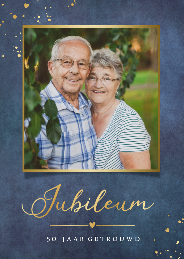 Stijlvolle uitnodiging jubileum met goudfolie en eigen foto - Jubileumkaarten Jubileumkaarten - Stijlvolle uitnodiging jubileum met goudfolie en eigen foto