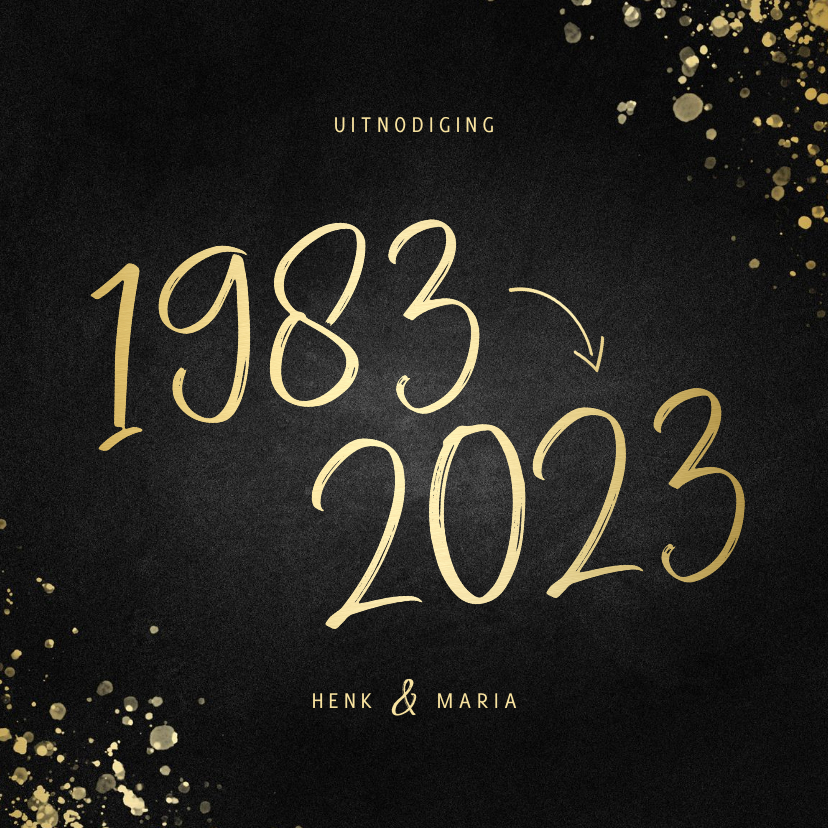 Jubileumkaarten - Uitnodiging 1983/2023 jubileum met spetters