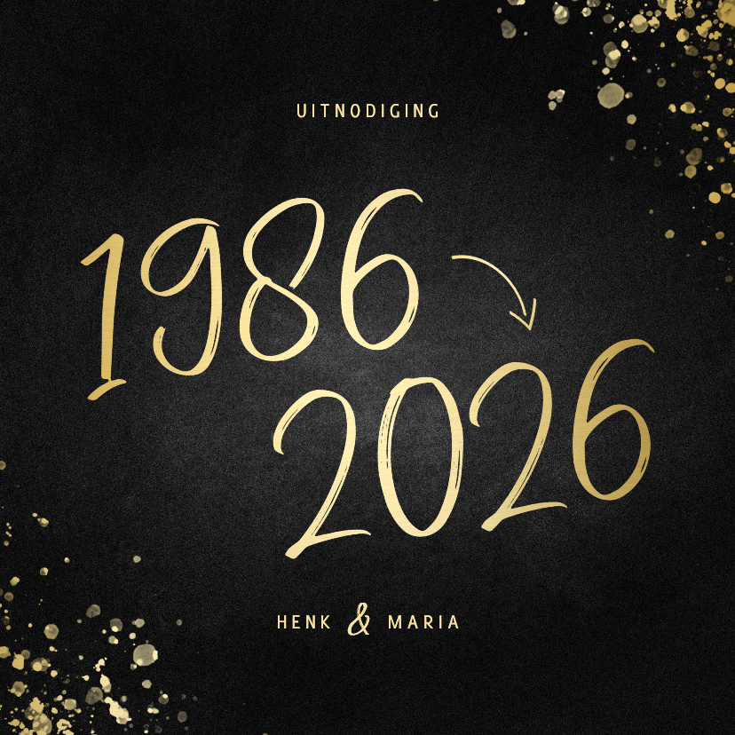 Jubileumkaarten - Uitnodiging 1986/2026 jubileum met spetters