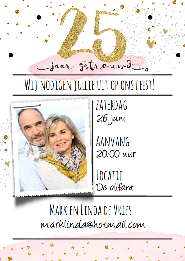 Uitnodiging 25 watercolor - LO - Jubileumkaarten Jubileumkaarten - Uitnodiging 25 watercolor - LO