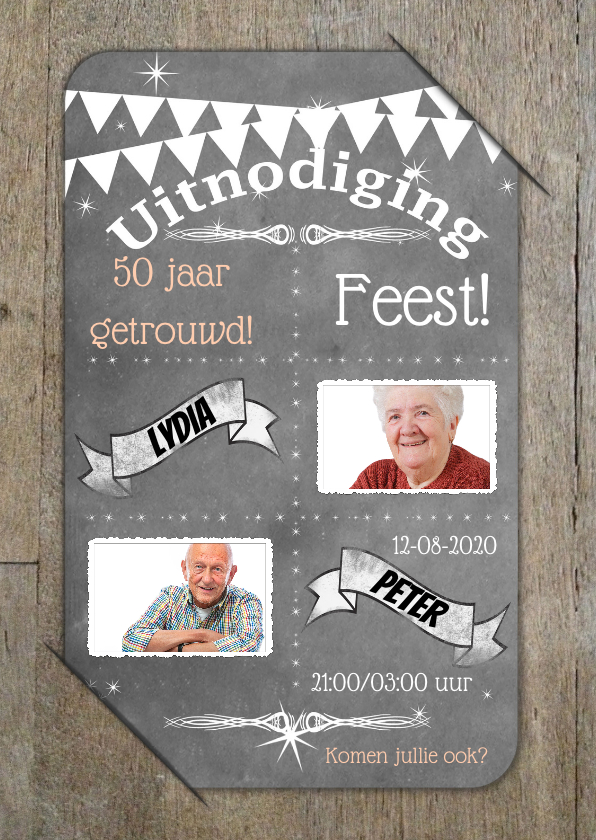 Uitnodiging feest vintage RB - Jubileumkaarten Jubileumkaarten - Uitnodiging feest vintage RB