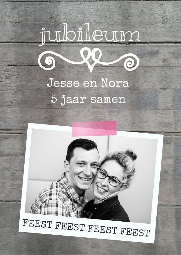 Uitnodiging hip jubileum hout - Jubileumkaarten Jubileumkaarten - Uitnodiging hip jubileum hout