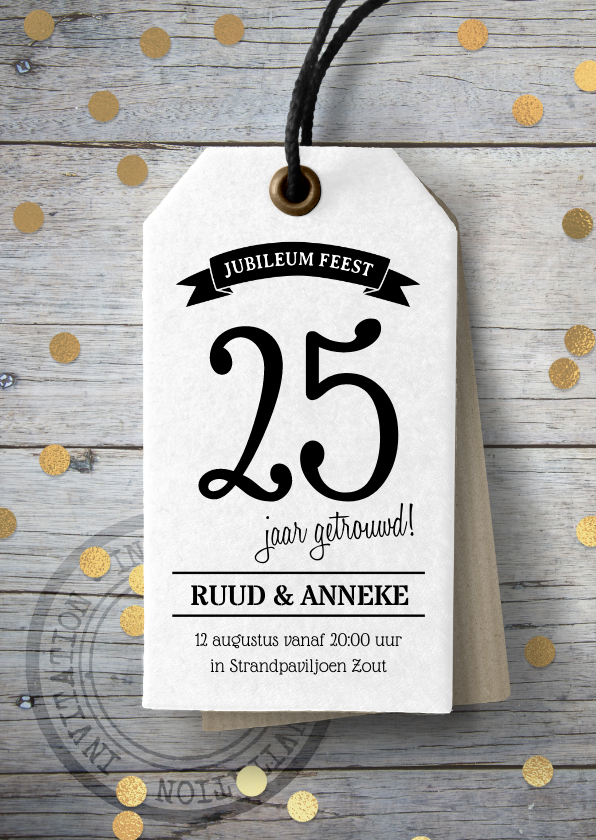 Jubileumkaarten - Uitnodiging Huwelijks jubileum label