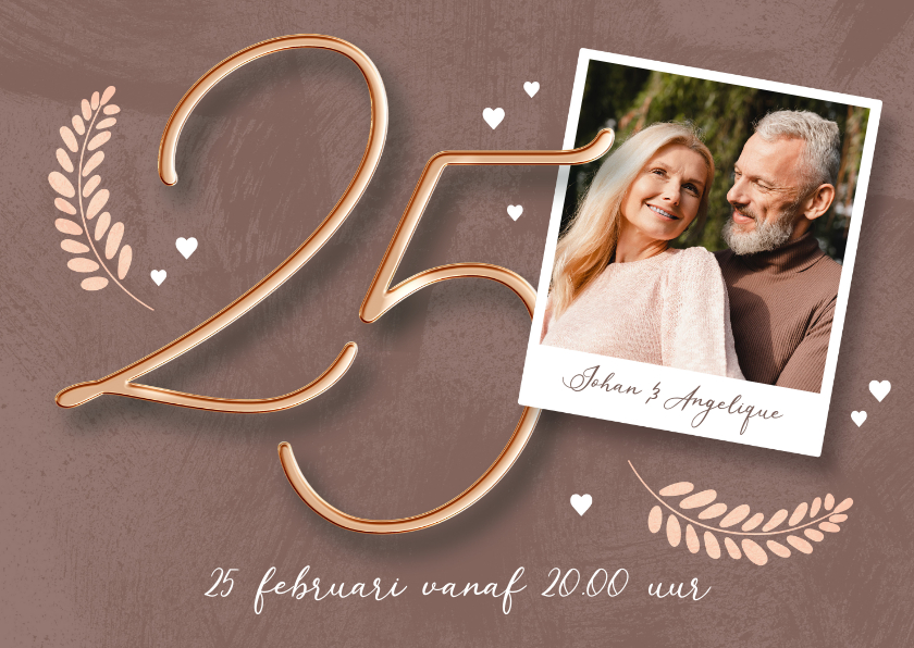 Jubileumkaarten - Uitnodiging huwelijksjubileum met stijlvol 25 jaar getal