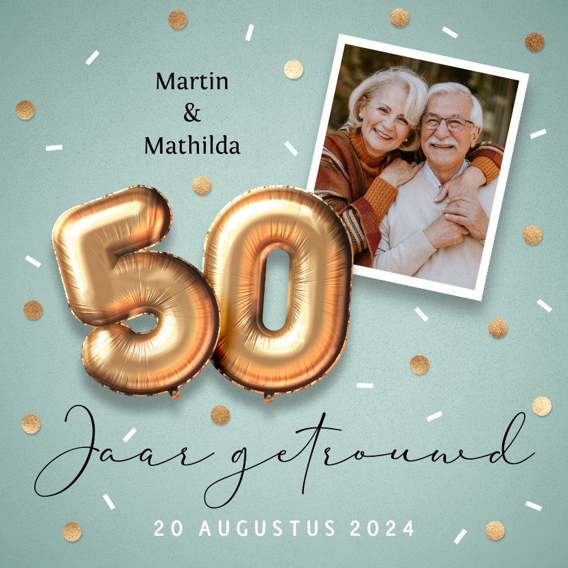 Jubileumkaarten - Uitnodiging jubileum 50 jaar ballonnen