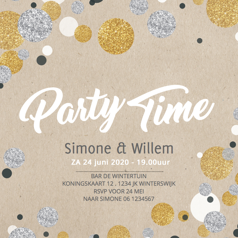 Uitnodiging jubileum confetti - Jubileumkaarten Jubileumkaarten - Uitnodiging jubileum confetti