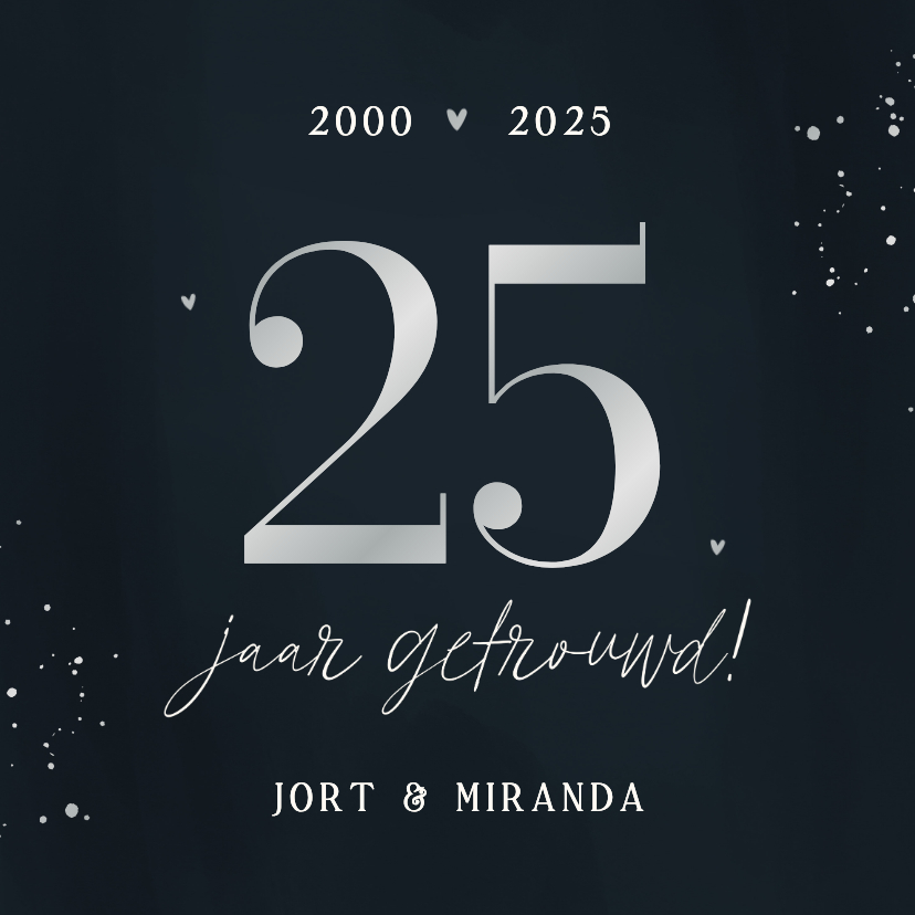 Uitnodiging jubileum donkerblauw zilver 25 jaar getrouwd - Jubileumkaarten Jubileumkaarten - Uitnodiging jubileum donkerblauw zilver 25 jaar getrouwd