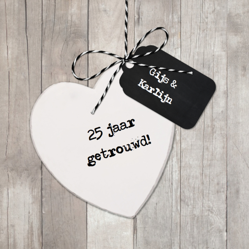Uitnodiging Jubileum Hout Hart Wit - Jubileumkaarten Jubileumkaarten - Uitnodiging Jubileum Hout Hart Wit