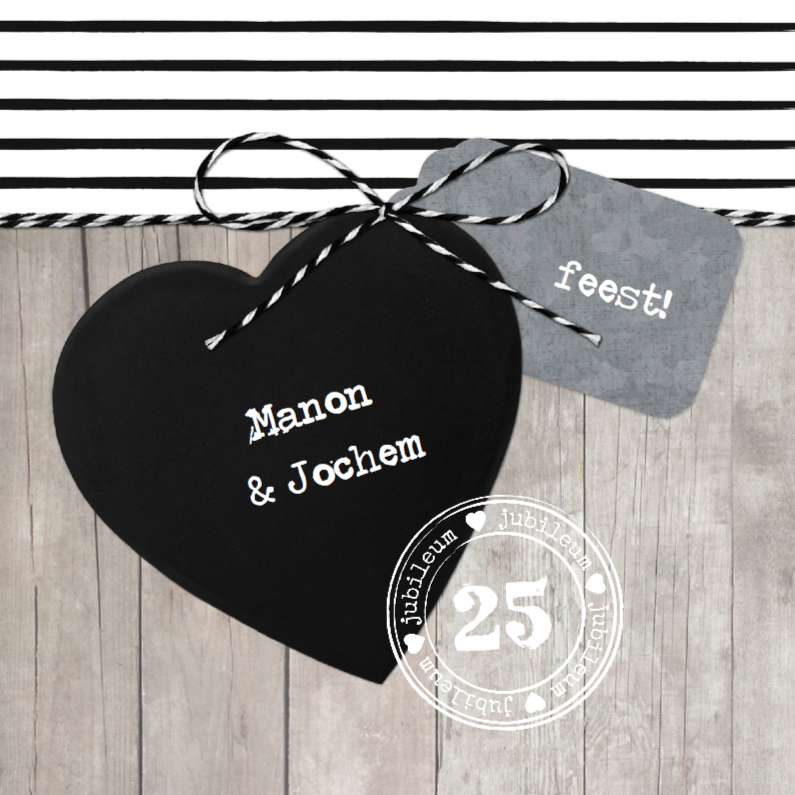 Uitnodiging Jubileum Hout Strepen Hart - Jubileumkaarten Jubileumkaarten - Uitnodiging Jubileum Hout Strepen Hart