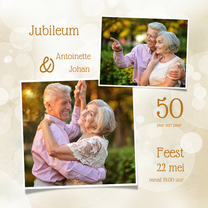 Jubileumkaarten - Uitnodiging jubileum klassiek collage foto's