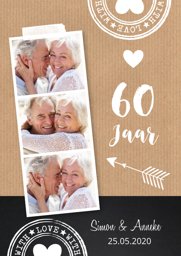 Uitnodiging jubileum kraft fotocollage - Jubileumkaarten Jubileumkaarten - Uitnodiging jubileum kraft fotocollage