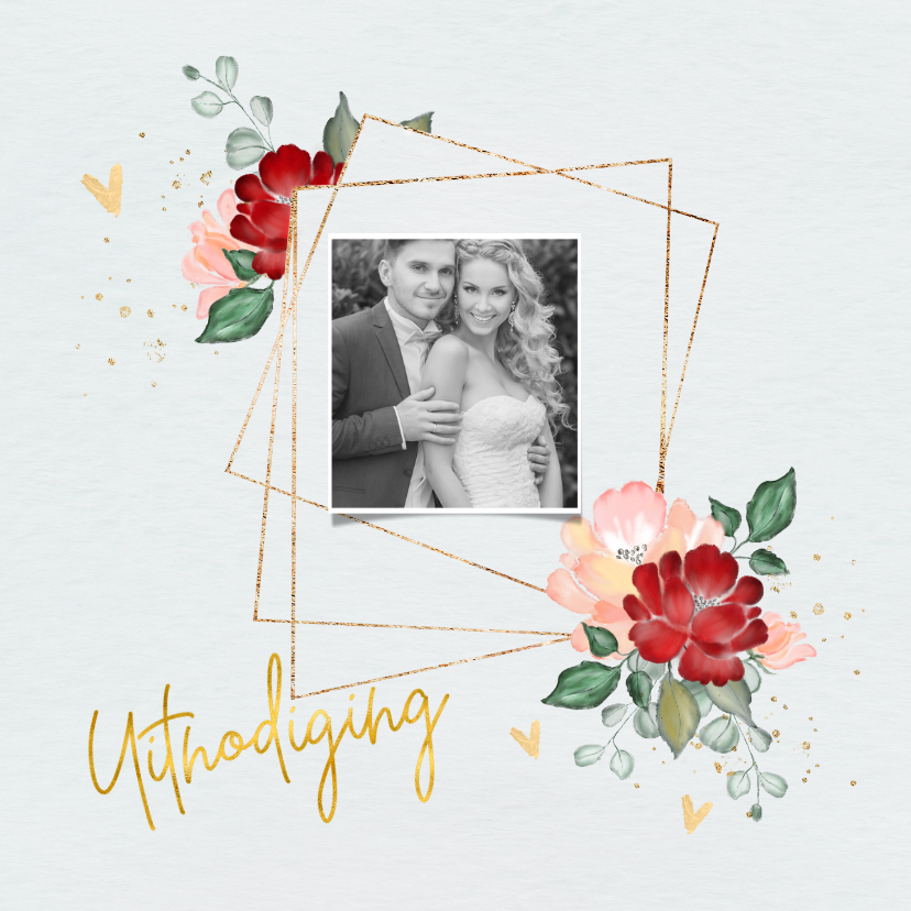 Uitnodiging jubileum trouwdag met rozen en goud - Jubileumkaarten Jubileumkaarten - Uitnodiging jubileum trouwdag met rozen en goud