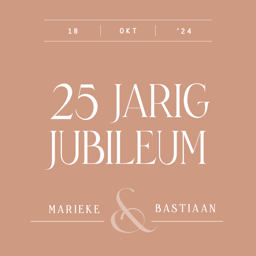 Jubileumkaarten - Uitnodiging jubileum typografisch klassiek terra