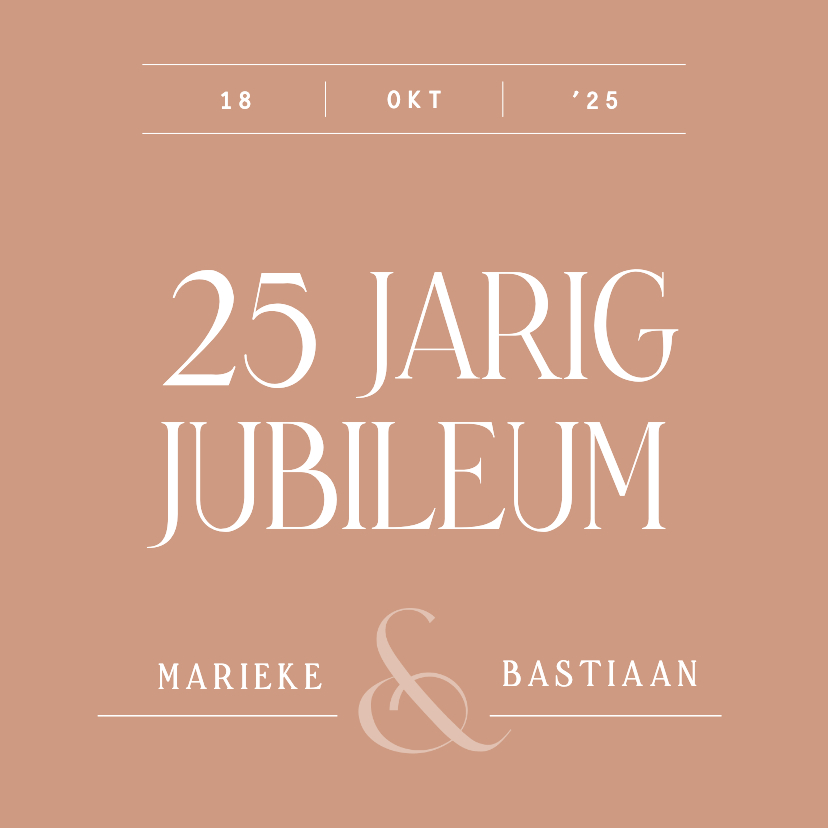 Uitnodiging jubileum typografisch klassiek terra - Jubileumkaarten Jubileumkaarten - Uitnodiging jubileum typografisch klassiek terra
