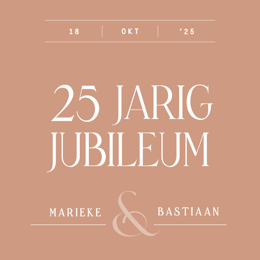 Jubileumkaarten - Uitnodiging jubileum typografisch klassiek terra