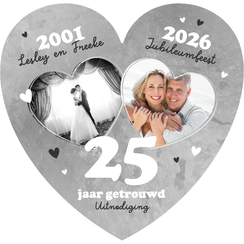 Jubileumkaarten - Uitnodiging jubileumfeest zilveren huwelijk 25 jaar getrouwd