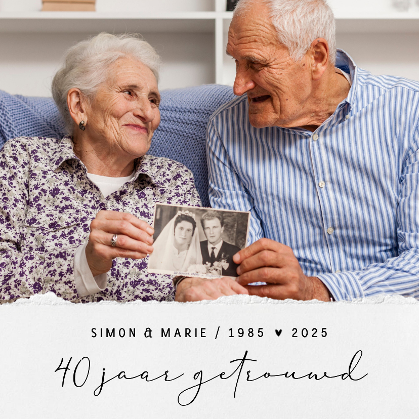 Jubileumkaarten - Uitnodiging jubileumfeestje papier grote foto 40 jaar