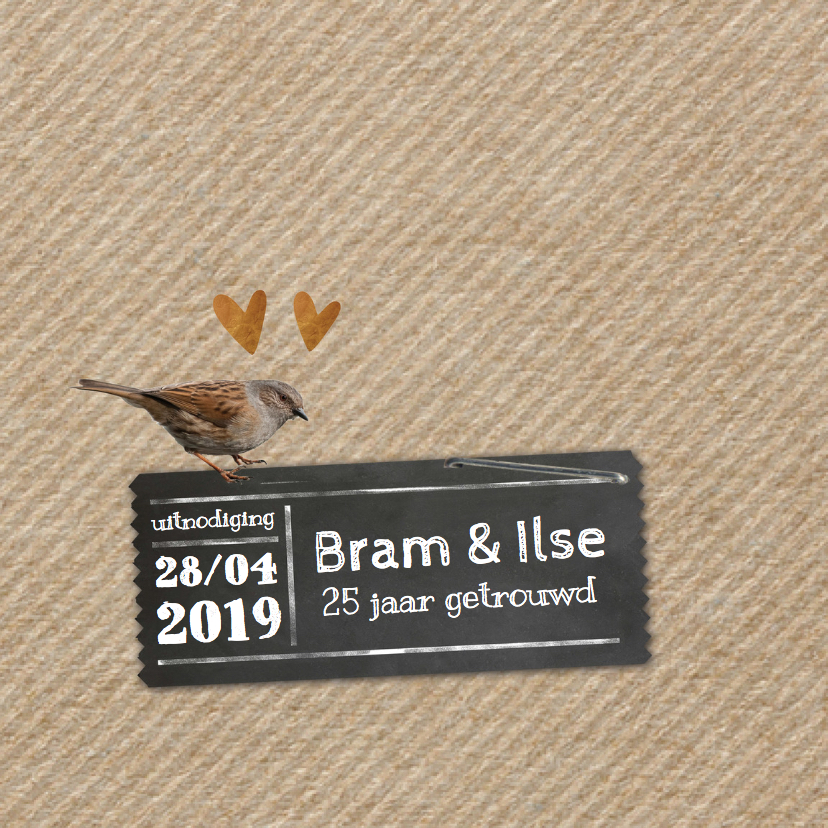 Uitnodiging kraft label - LO - Jubileumkaarten Jubileumkaarten - Uitnodiging kraft label - LO