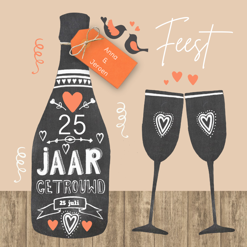 Uitnodiging schoolbordfles - Jubileumkaarten Jubileumkaarten - Uitnodiging schoolbordfles