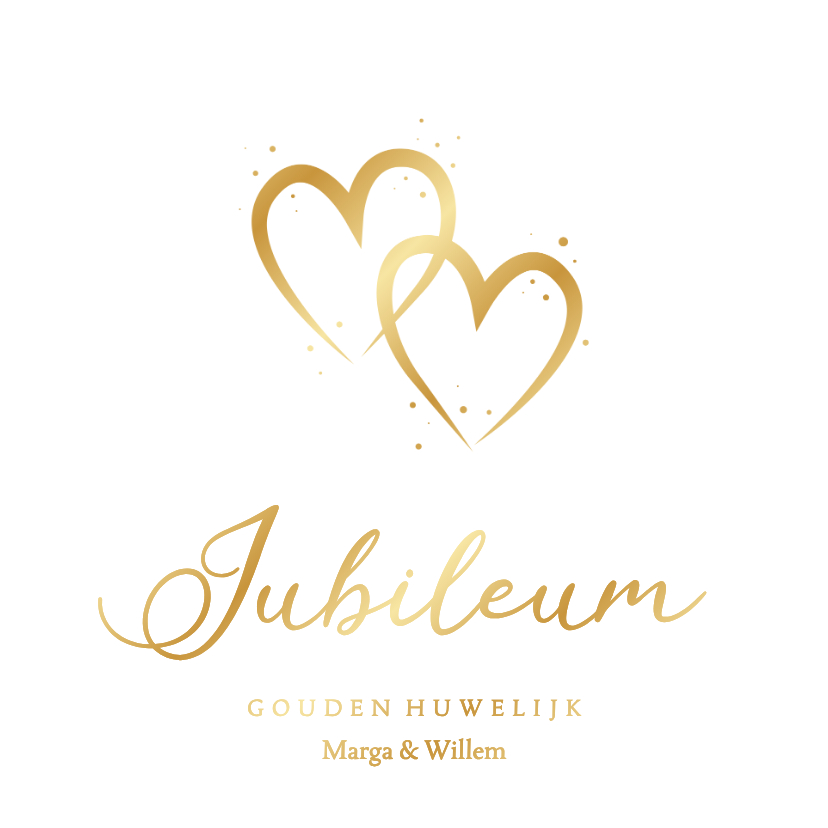 Uitnodiging voor jubileum feest met gouden hartjes - Jubileumkaarten Jubileumkaarten - Uitnodiging voor jubileum feest met gouden hartjes