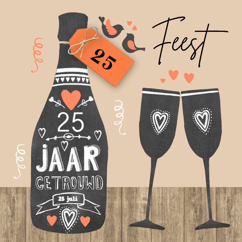 Uitnodigingskaart schoolbordfles - Jubileumkaarten Jubileumkaarten - Uitnodigingskaart schoolbordfles