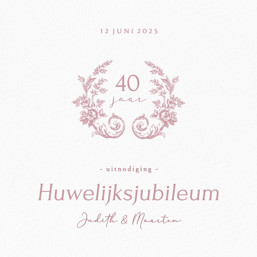 Jubileumkaarten - Vintage uitnodiging huwelijksjubileum met klassieke rozen
