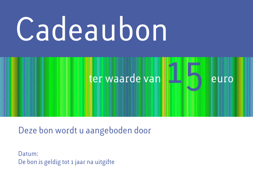 Cadeaubon blauw groen liggend - Kaarten mailing Kaarten mailing - Cadeaubon blauw groen liggend