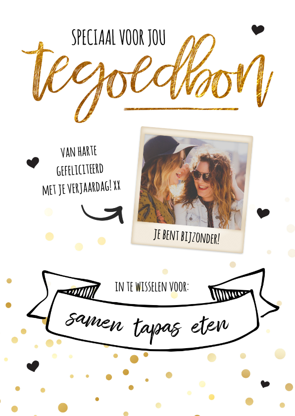 Cadeaubon - goud met foto - Kaarten mailing Kaarten mailing - Cadeaubon - goud met foto