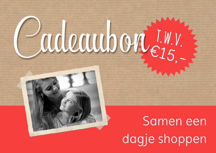 Cadeaubon kraft rood - DH - Kaarten mailing Kaarten mailing - Cadeaubon kraft rood - DH