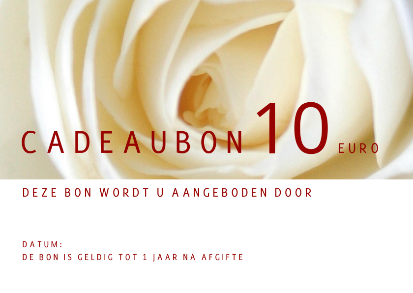 Cadeaubon roos liggend - Kaarten mailing Kaarten mailing - Cadeaubon roos liggend