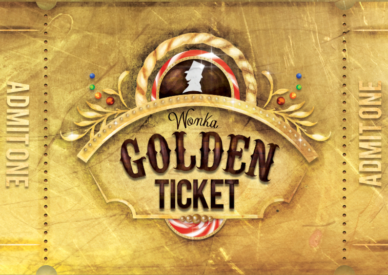 Golden ticket goud - Kaarten mailing Kaarten mailing - Golden ticket goud