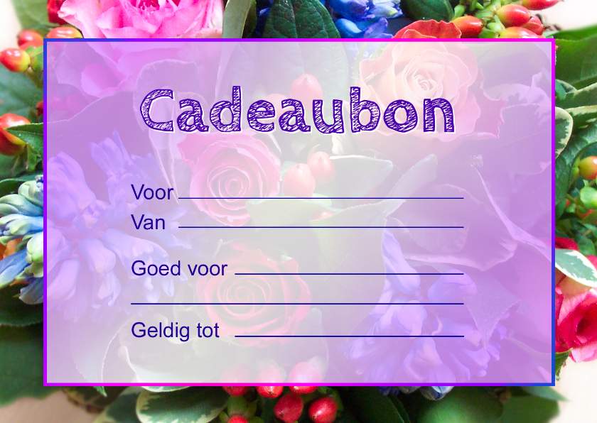 Wenskaart Cadeaubon Bloemen - Kaarten mailing Kaarten mailing - Wenskaart Cadeaubon Bloemen