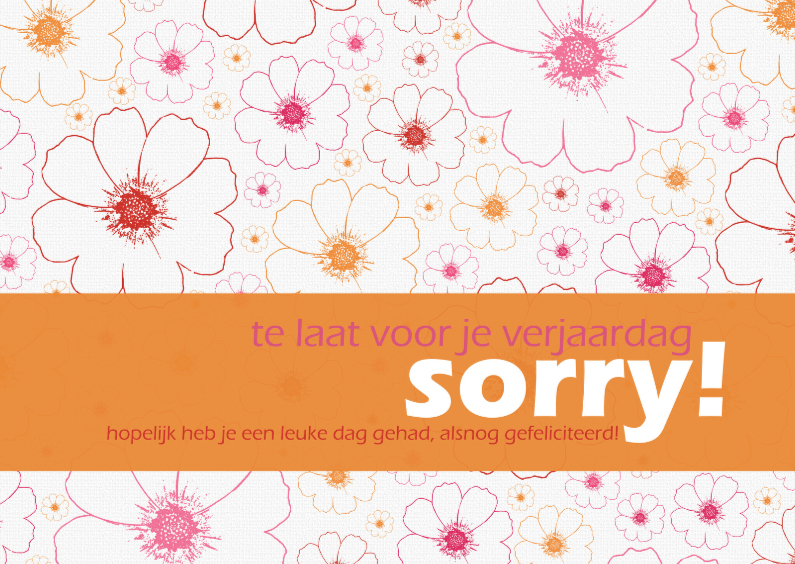 12052 Verjaardagskaart Sorry te laat - Verjaardagskaarten - Kaartje2go