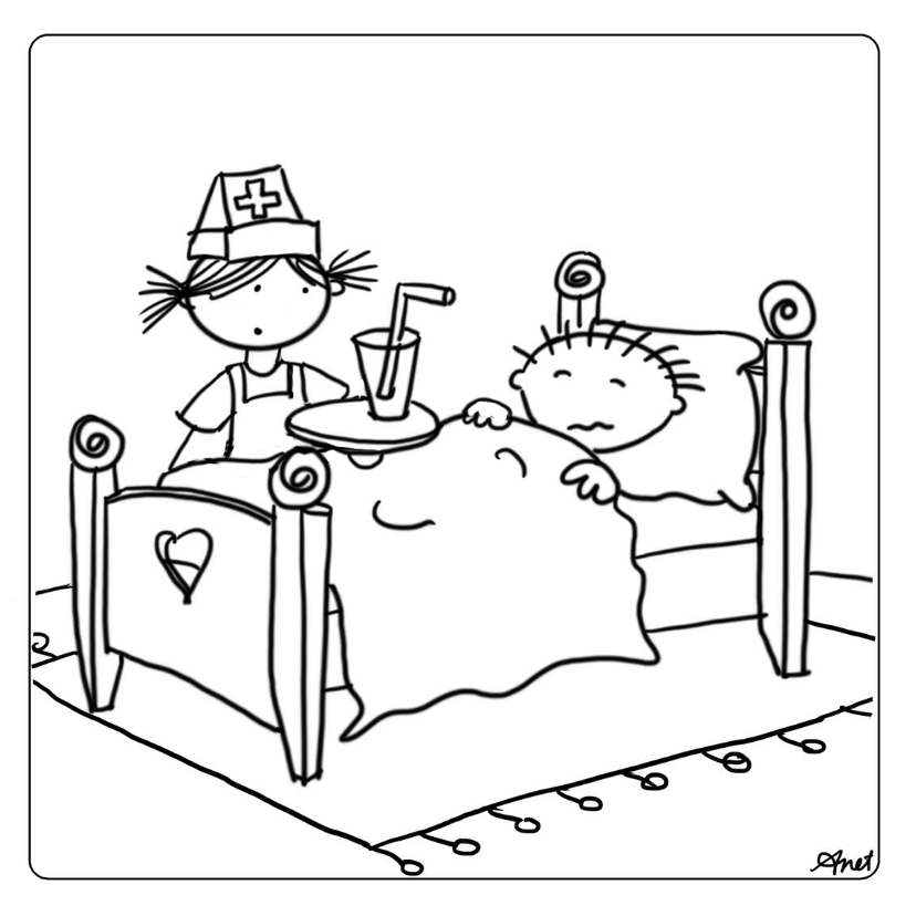 Kleurplaat Ziek