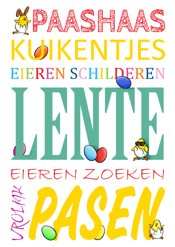 Pasen woordenkaart - Paaskaarten - Kaartje2go