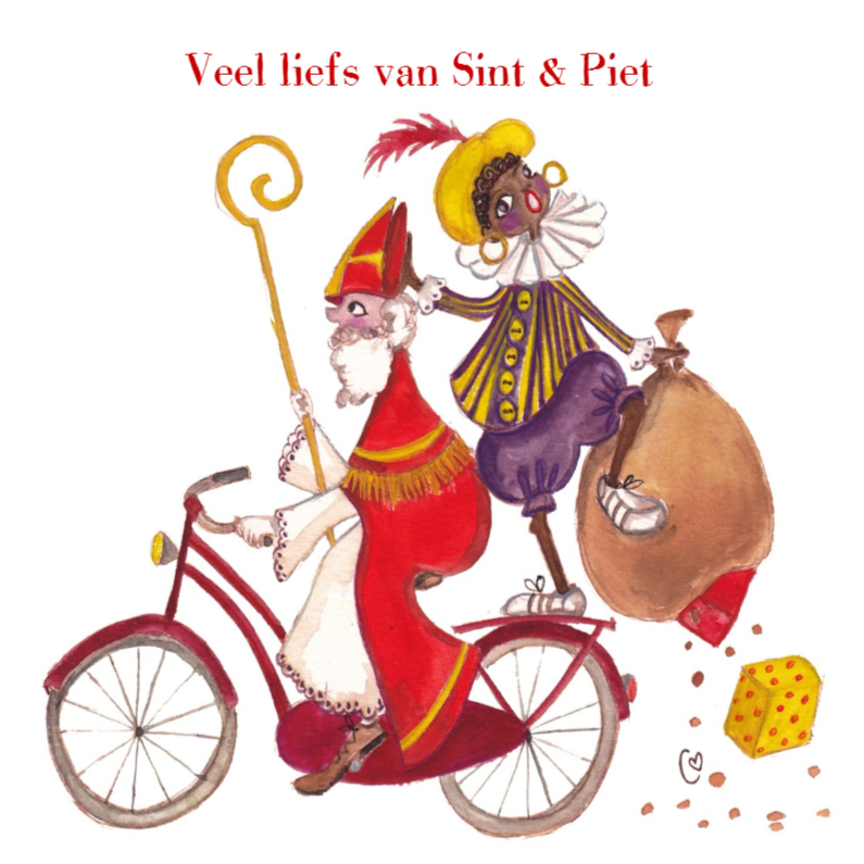 Sint en Piet op de fiets Cartita Design Sinterklaaskaarten Kaartje2go