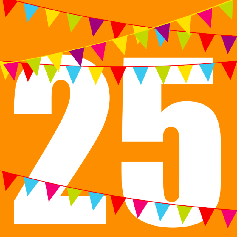 Verjaardagskaart met vlaggen 25 jaar Verjaardagskaarten Kaartje2go