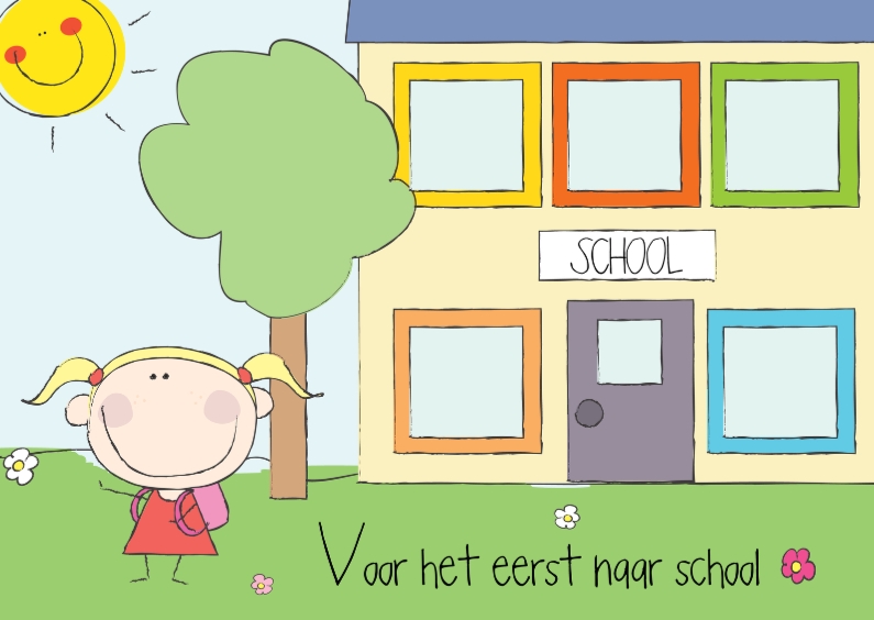 Voor het eerst naar school meisje - Kinderkaarten - Kaartje2go