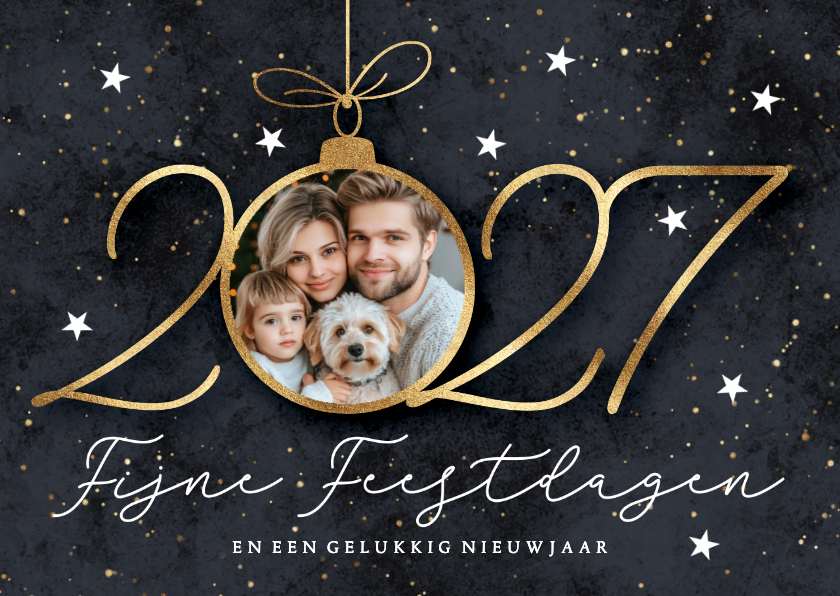 Kerstkaarten - 2027 kerstkaart foto in kerstbal