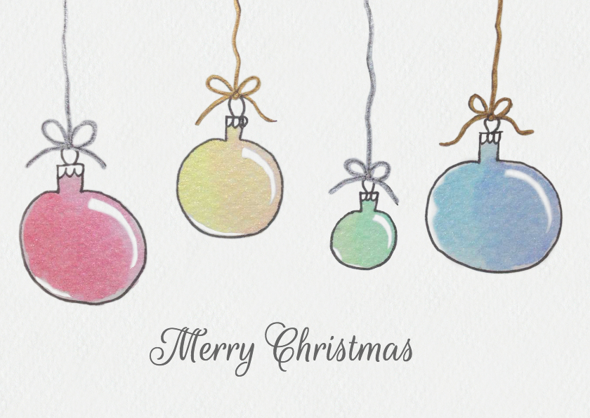 Aquarel kerstballen - Kerstkaarten Kerstkaarten - Aquarel kerstballen