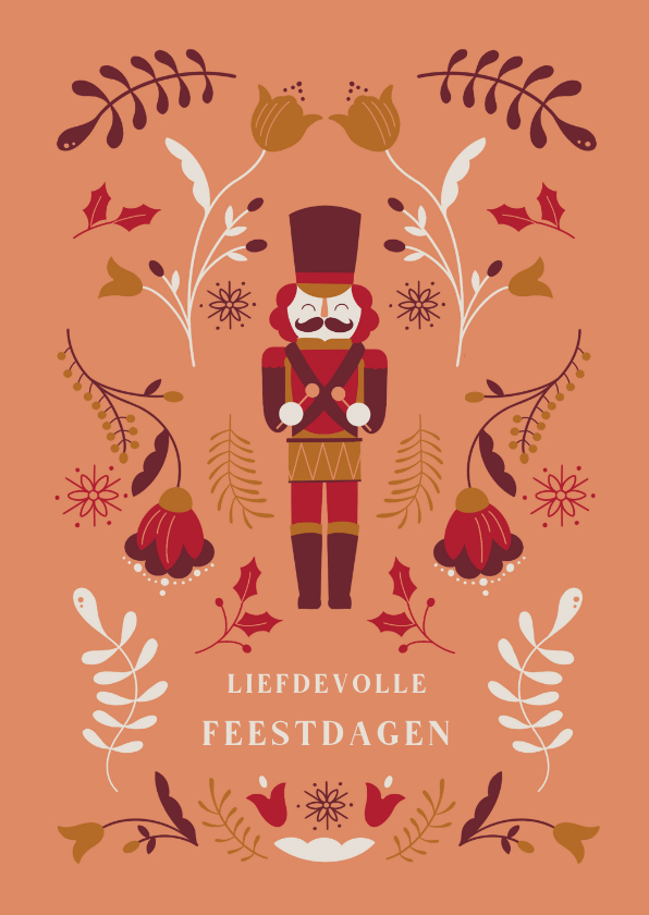 Kerstkaarten - Botanische kerstkaart met notenkraker