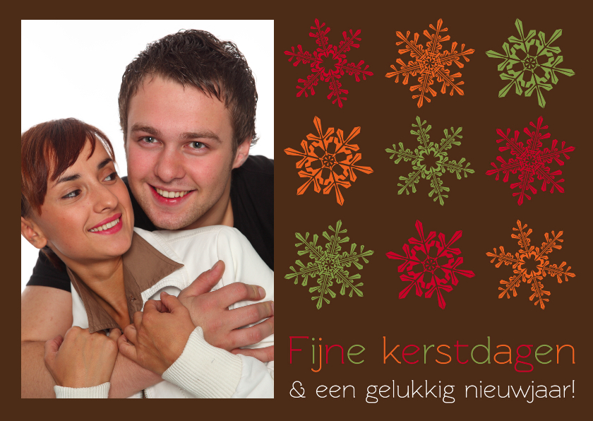 Bruike kerstkaart met sneeuwvlokjes - Kerstkaarten Kerstkaarten - Bruike kerstkaart met sneeuwvlokjes