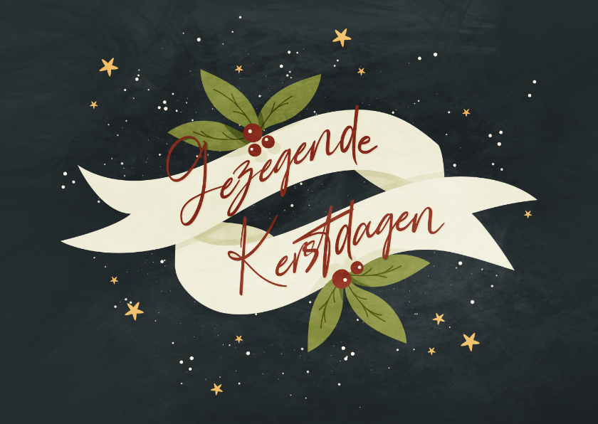 Kerstkaarten - Christelijke kerstkaart Gezegende Kerstdagen met lint