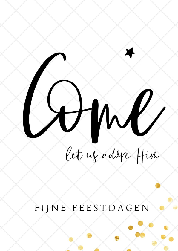 Kerstkaarten - Christelijke kerstkaart handlettering en goud confetti