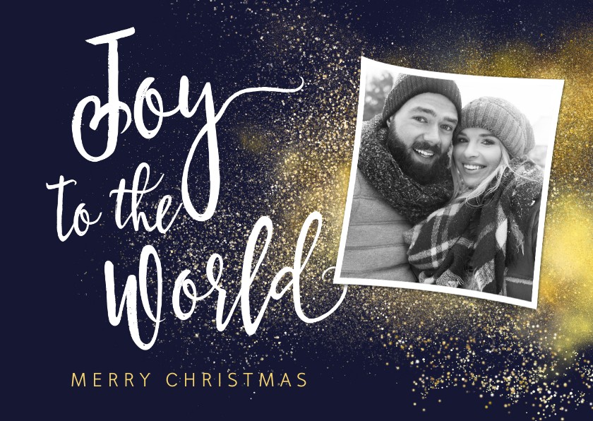 Kerstkaarten - Christelijke kerstkaart Joy to the World met foto