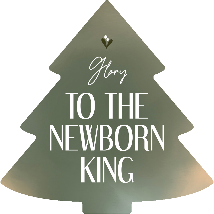 Christelijke kerstkaart kerstboom vorm Glory to the king - Kerstkaarten Kerstkaarten - Christelijke kerstkaart kerstboom vorm Glory to the king