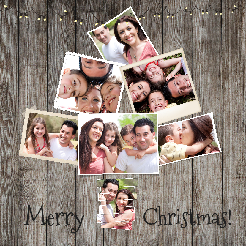 Collage hout kerst 8 foto's - BK - Kerstkaarten Kerstkaarten - Collage hout kerst 8 foto's - BK