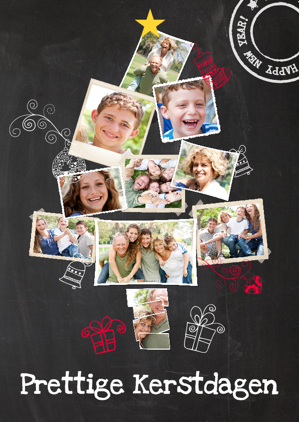 Collage krijtbord 10 foto's - Kerstkaarten Kerstkaarten - Collage krijtbord 10 foto's