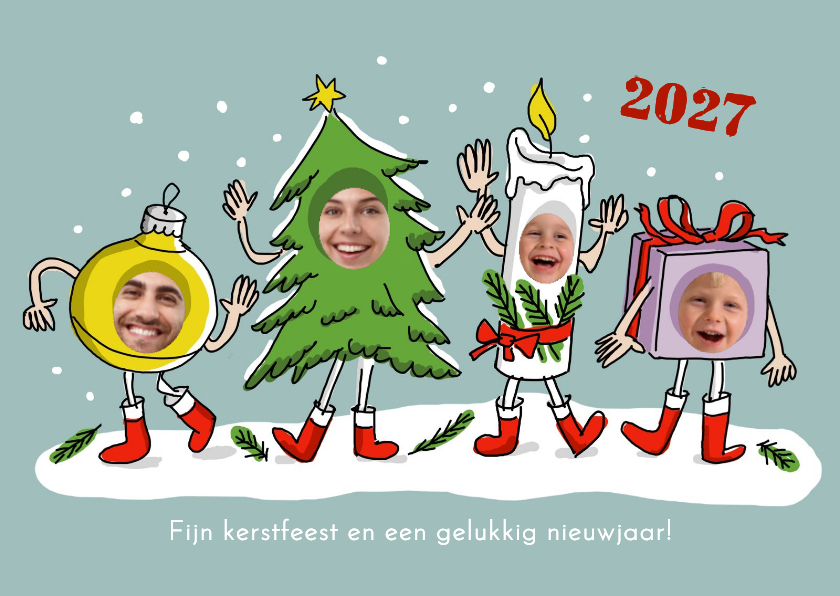 Dansende kerstbal kerstboom kaars kerstcadeau met foto's - Kerstkaarten Kerstkaarten - Dansende kerstbal kerstboom kaars kerstcadeau met foto's
