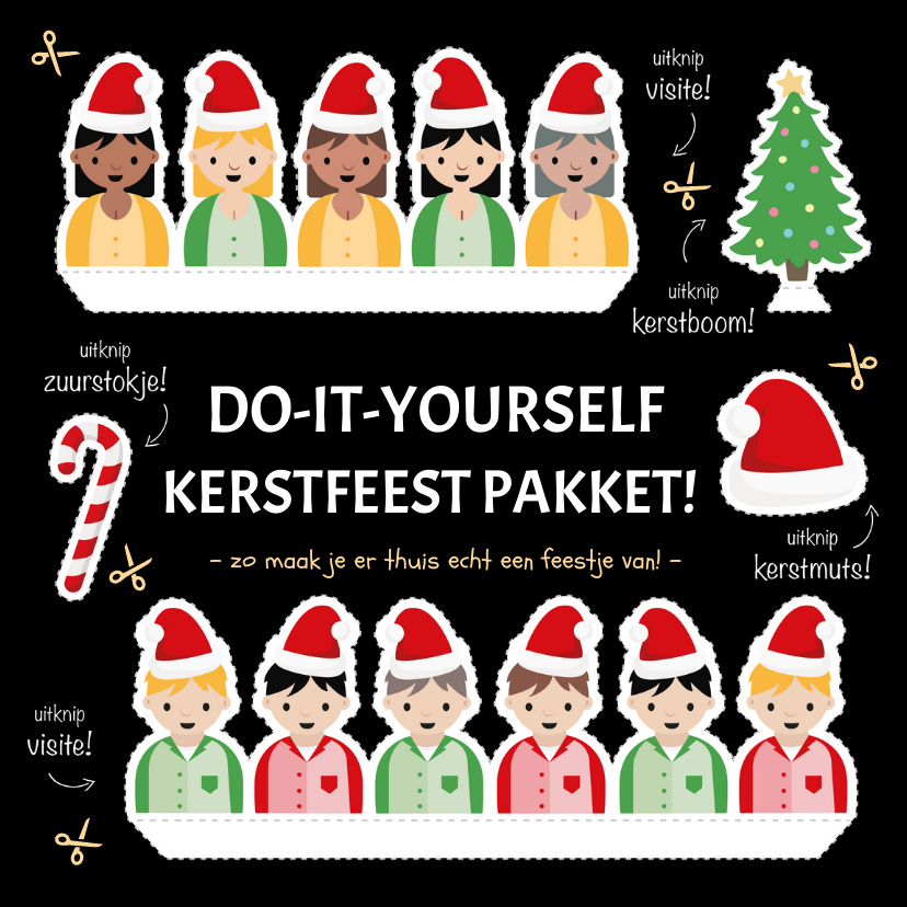 Kerstkaarten - Do-it-yourself kerstfeest uitknip feestpakket kaart